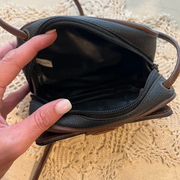 Vintage Martin Roberts Mini Crossbody Bag Brown Black Leather Small Purse - Picture 5 of 12